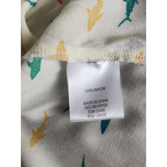 ModCloth Women's Size XXS Rainbow Shark Print Blouse Tie Back Button Down - Picture 5 of 6